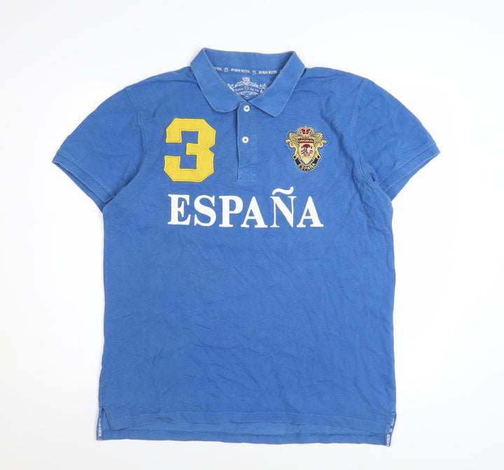 Robin Ruth Men's Blue España Polo Shirt XL Cotton Casual