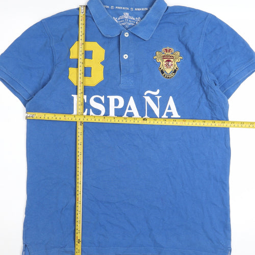 Robin Ruth Men's Blue España Polo Shirt XL Cotton Casual