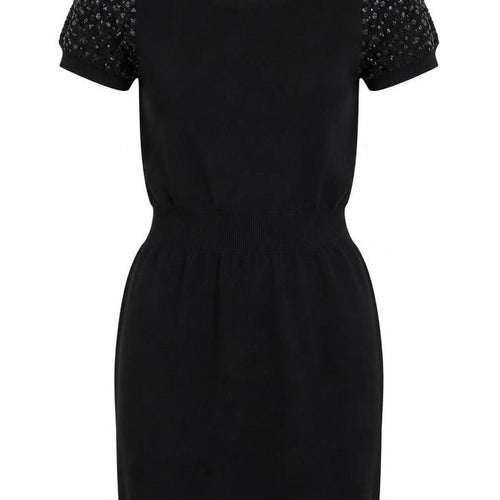 LOFT Women's Black Sequin Short Sleeve Bodycon Dress XS