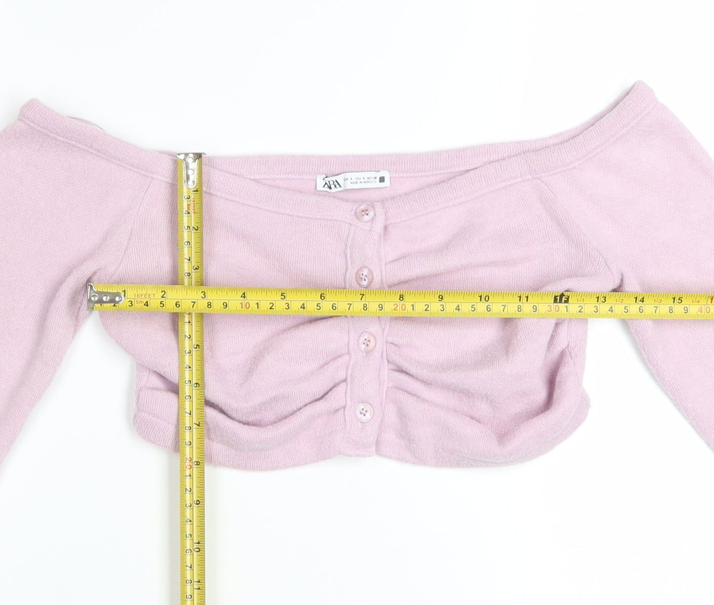Zara Womens Pink Cropped Off Shoulder Knit Blouse Size S