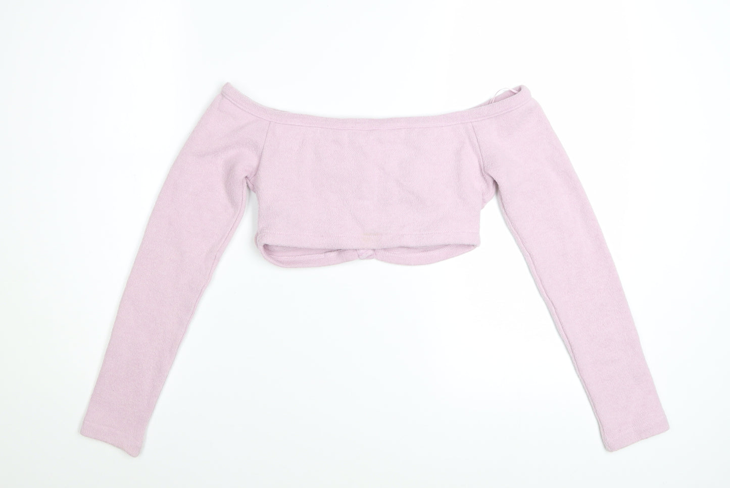 Zara Womens Pink Cropped Off Shoulder Knit Blouse Size S