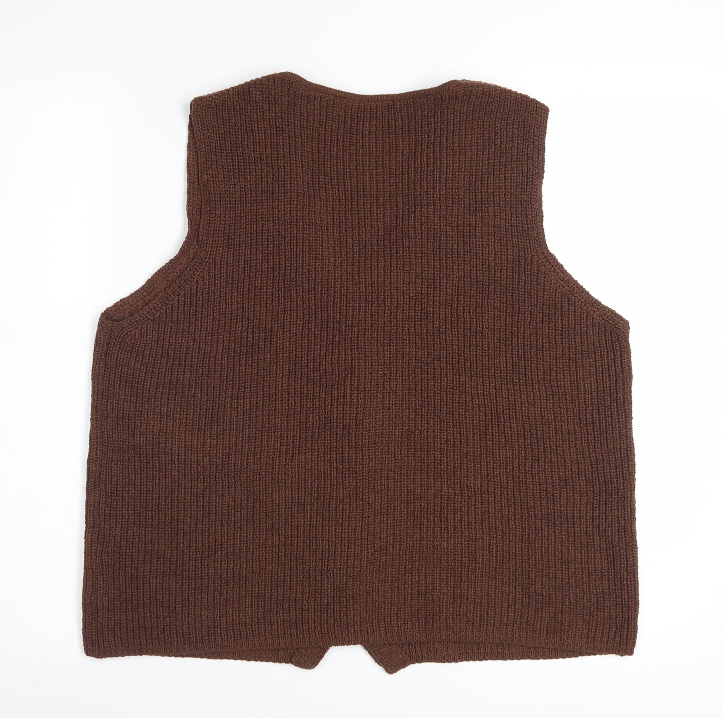 Marks and Spencer Women Brown Knit Button Vest Jumper Size L