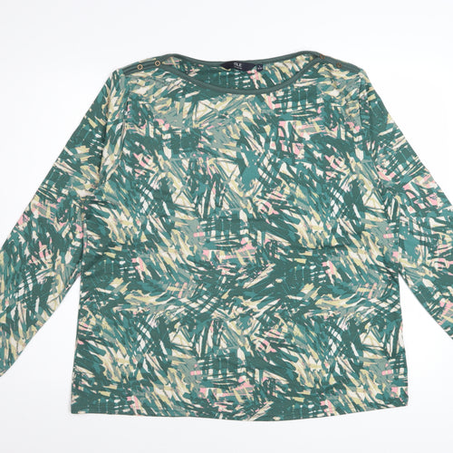 ISLE Women’s Green Abstract Long Sleeve Top Size 18 Stretch Jersey