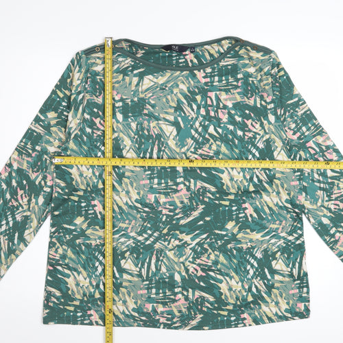 ISLE Women’s Green Abstract Long Sleeve Top Size 18 Stretch Jersey