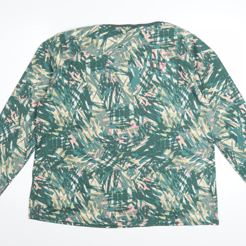 ISLE Women’s Green Abstract Long Sleeve Top Size 18 Stretch Jersey