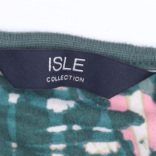 ISLE Women’s Green Abstract Long Sleeve Top Size 18 Stretch Jersey