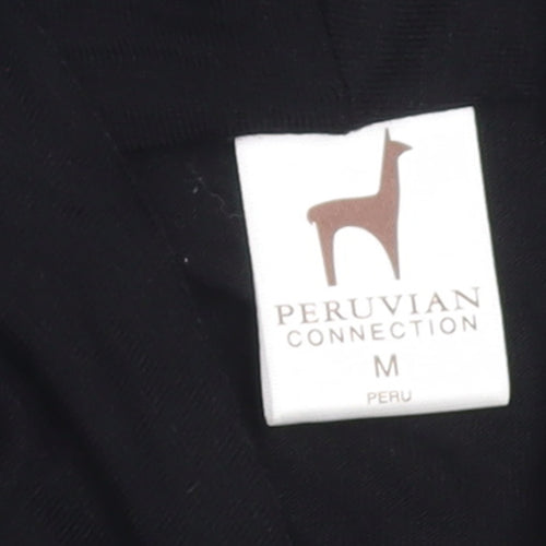 Peruvian Connection Women’s Black Wrap Jersey Blouse Size M
