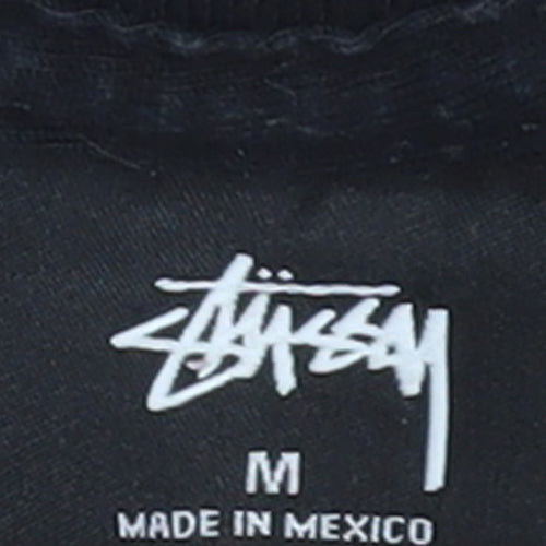 Stussy Men's Black Long Sleeve Graphic Crew Neck Cotton T-Shirt Size M