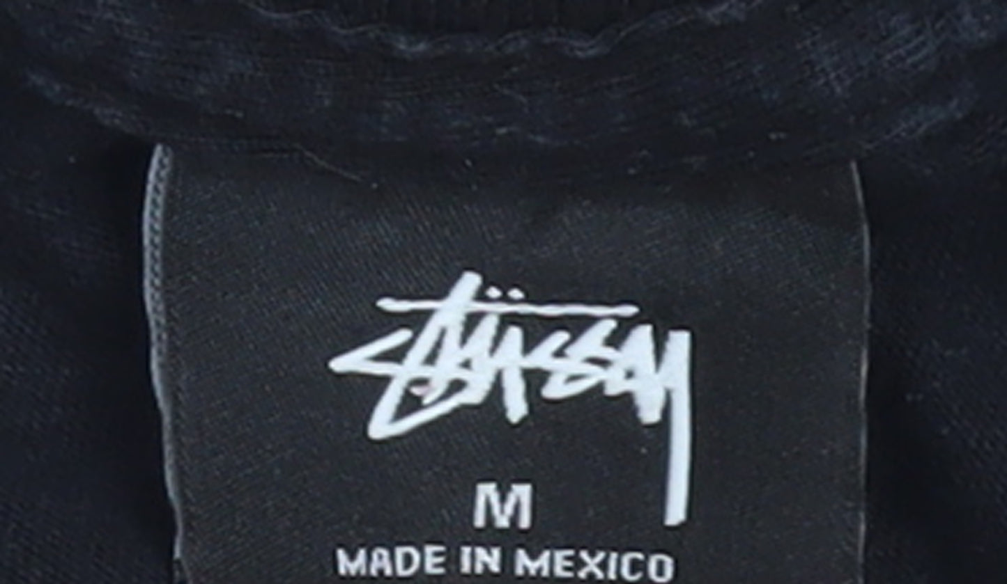 Stussy Men's Black Long Sleeve Graphic Crew Neck Cotton T-Shirt Size M