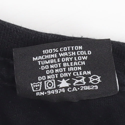 Stussy Men's Black Long Sleeve Graphic Crew Neck Cotton T-Shirt Size M