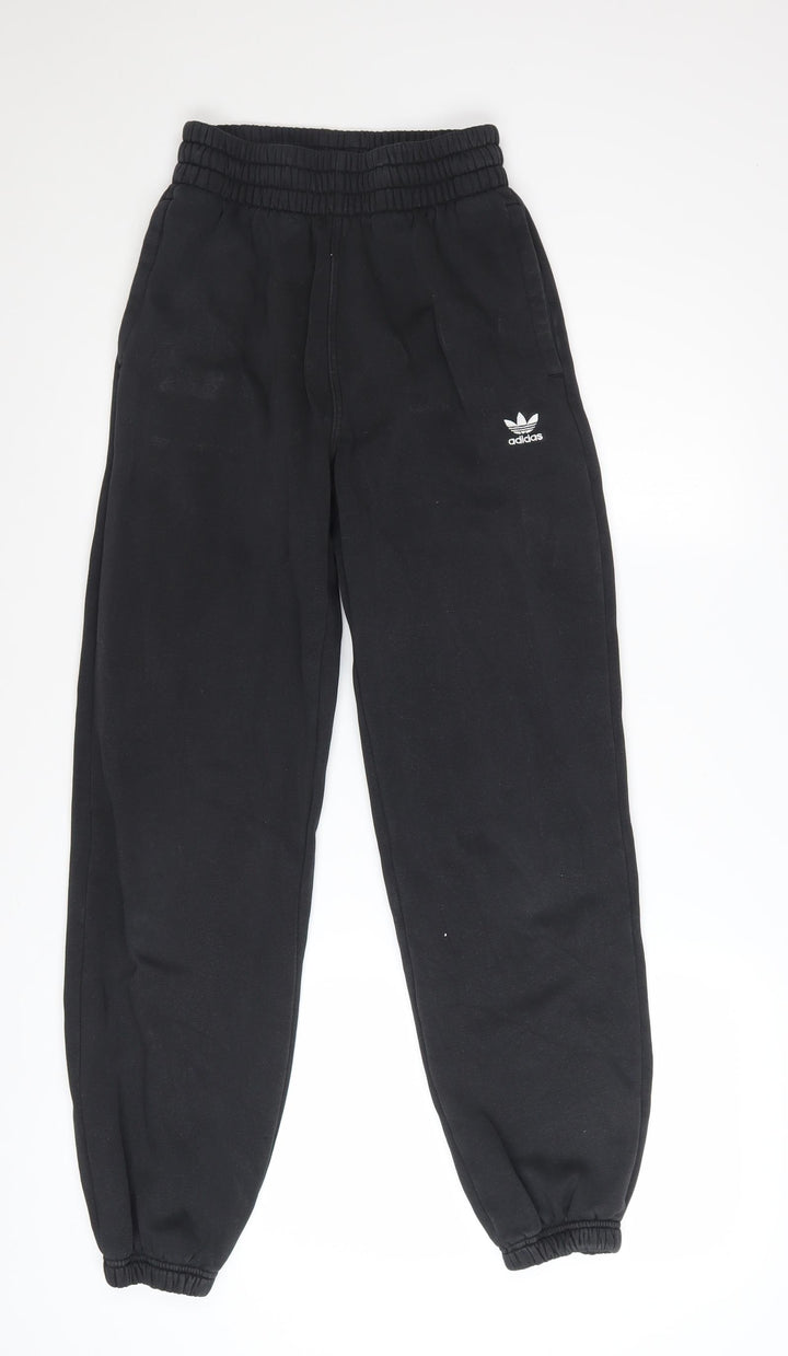 Adidas Womens Black Jogger Trousers Size 4 Cotton Blend