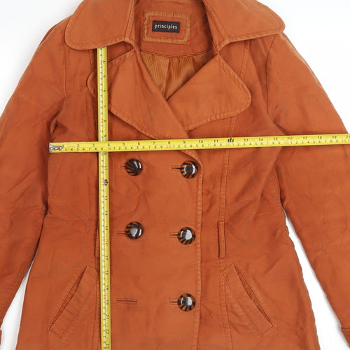 Principles Women’s Brown Cotton Pea Coat Size 12 Short Twill Jacket
