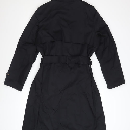 Marks and Spencer Womens Black Petite 14 Trench Coat Belted Mid-Length