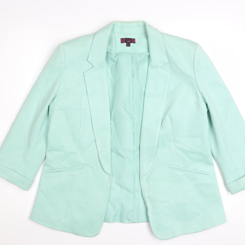 Missi London Women’s Green Blazer Size 12 3/4 Sleeve Lined Smart Jacket