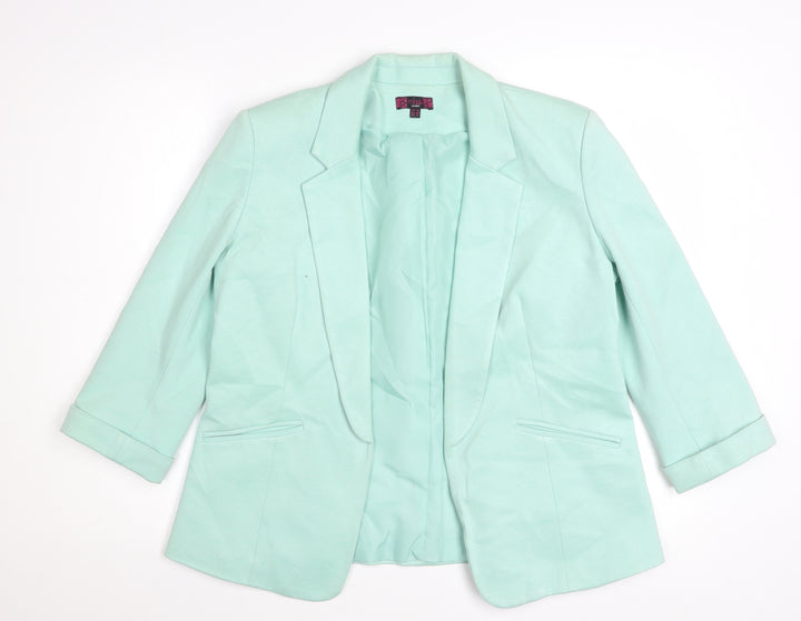 Missi London Women’s Green Blazer Size 12 3/4 Sleeve Lined Smart Jacket