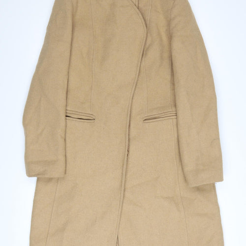 Monsoon Women’s Beige Wool Blend Long Overcoat Size 12