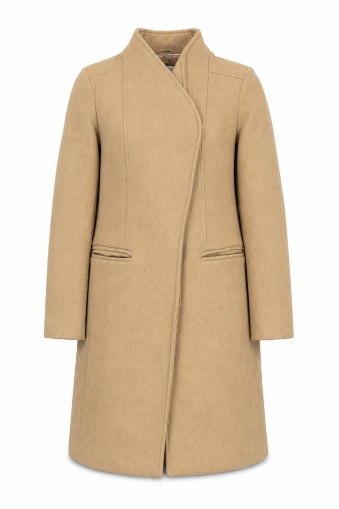 Monsoon Women’s Beige Wool Blend Long Overcoat Size 12
