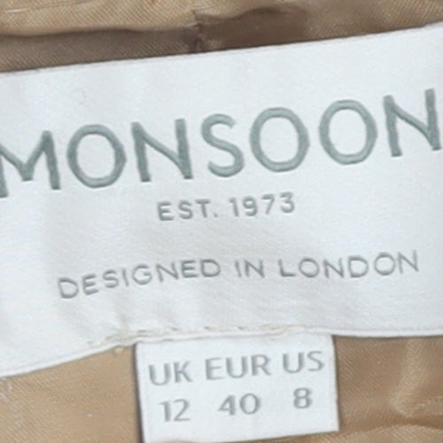 Monsoon Women’s Beige Wool Blend Long Overcoat Size 12