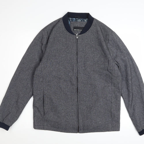 Remus Uomo Men’s Grey Bomber Jacket M Full Zip Stretch Casual