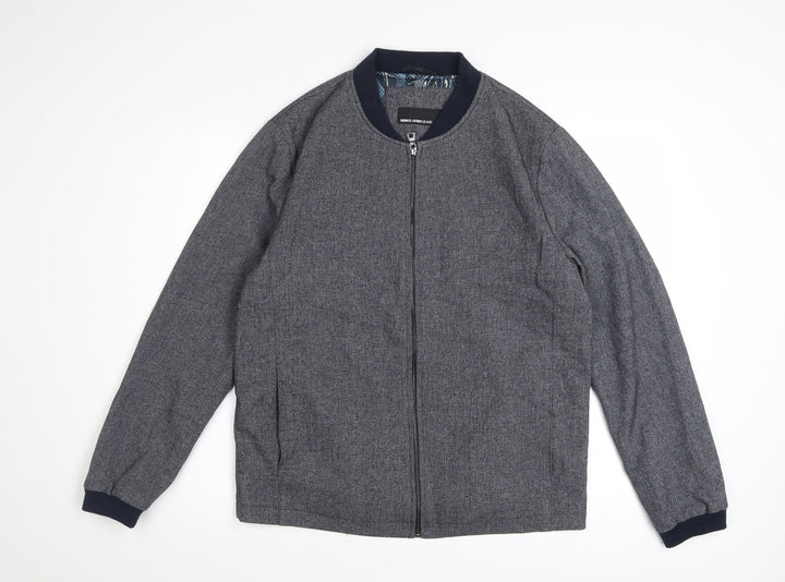 Remus Uomo Men’s Grey Bomber Jacket M Full Zip Stretch Casual