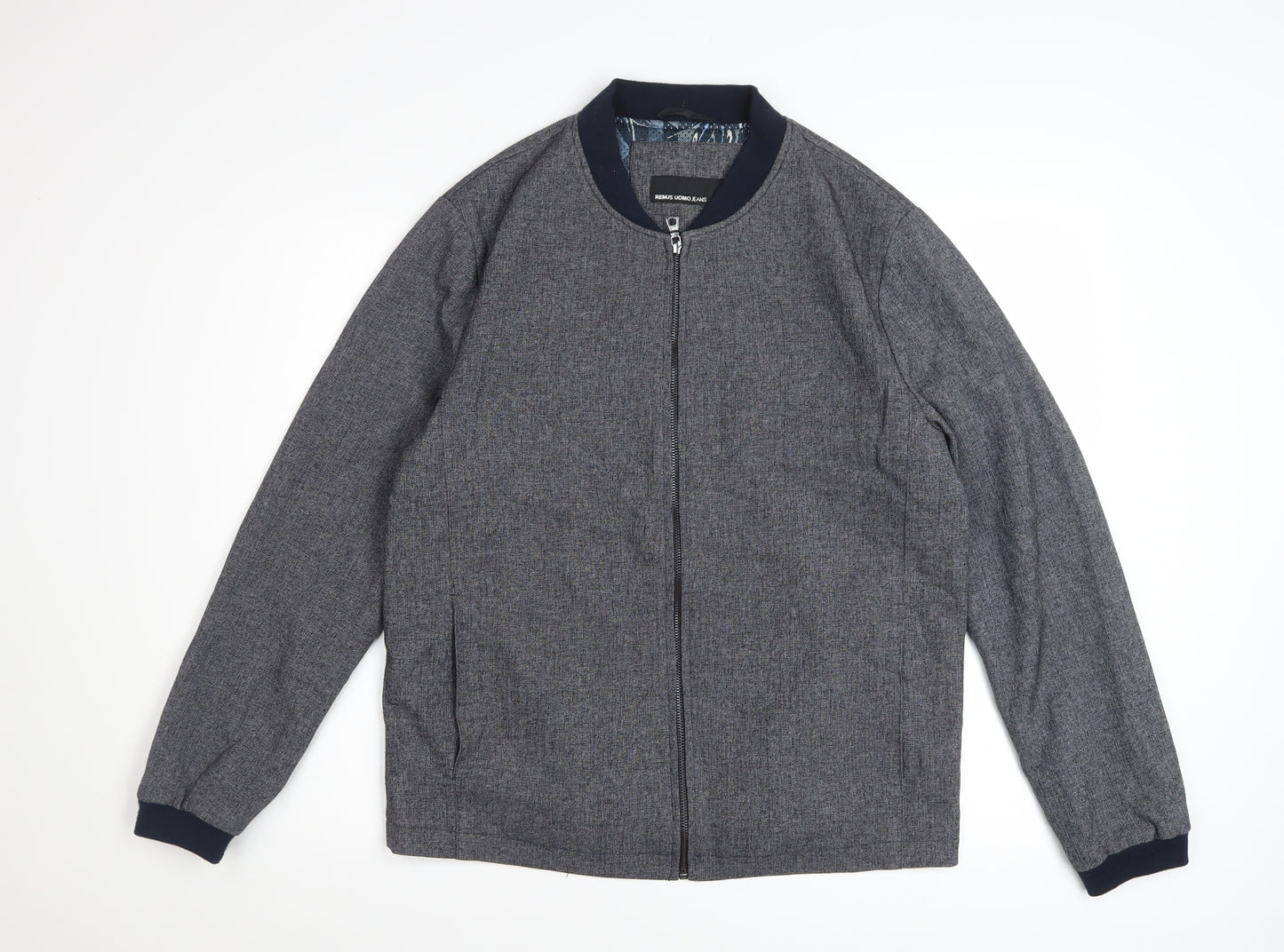 Remus Uomo Men’s Grey Bomber Jacket M Full Zip Stretch Casual