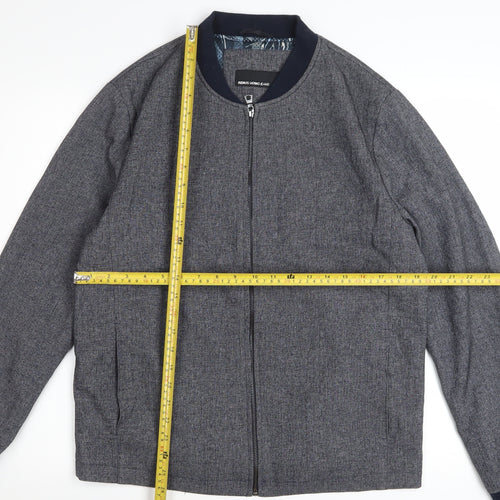 Remus Uomo Men’s Grey Bomber Jacket M Full Zip Stretch Casual