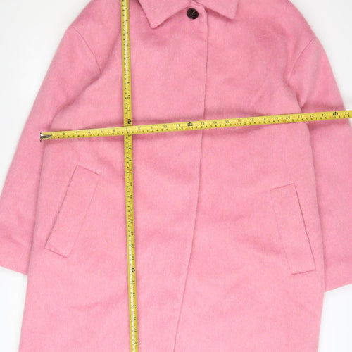 Marks and Spencer Women Pink Wool Blend Mid-Length Coat Size 14