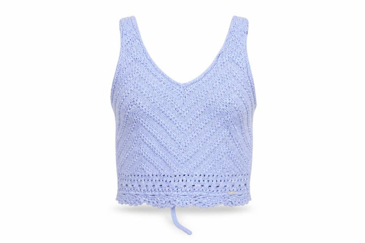 Hollister Women Blue Knit Cropped Tank Top Size S