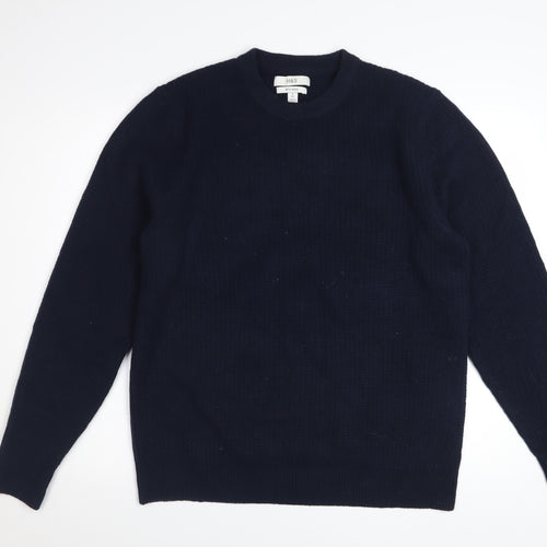 Marks and Spencer Men's Blue Wool Blend Crew Neck Jumper Size M