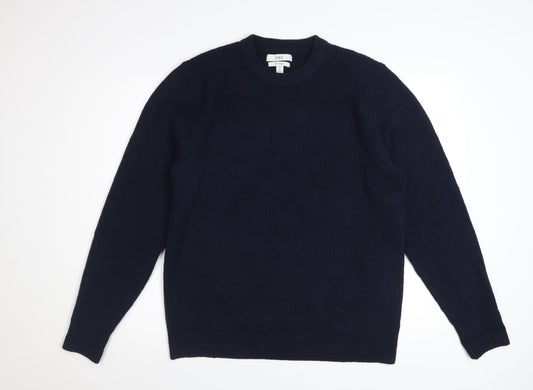 Marks and Spencer Men's Blue Wool Blend Crew Neck Jumper Size M