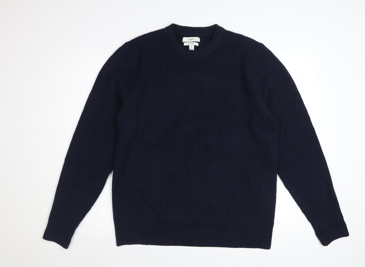 Marks and Spencer Men's Blue Wool Blend Crew Neck Jumper Size M