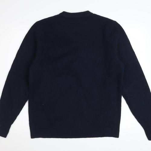 Marks and Spencer Men's Blue Wool Blend Crew Neck Jumper Size M