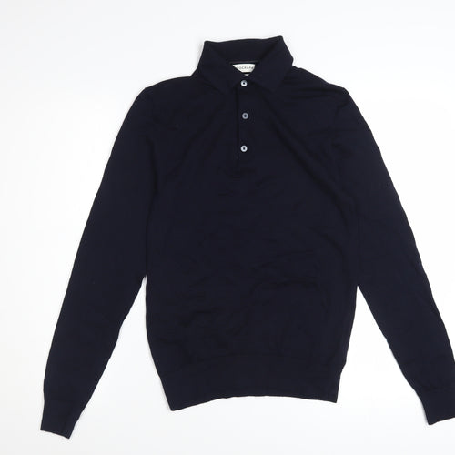Marks and Spencer Autograph Men's Black Merino Wool Long Sleeve Polo XS