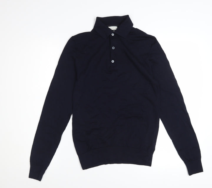 Marks and Spencer Autograph Men's Black Merino Wool Long Sleeve Polo XS