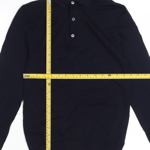 Marks and Spencer Autograph Men's Black Merino Wool Long Sleeve Polo XS