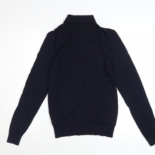 Marks and Spencer Autograph Men's Black Merino Wool Long Sleeve Polo XS