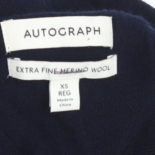 Marks and Spencer Autograph Men's Black Merino Wool Long Sleeve Polo XS