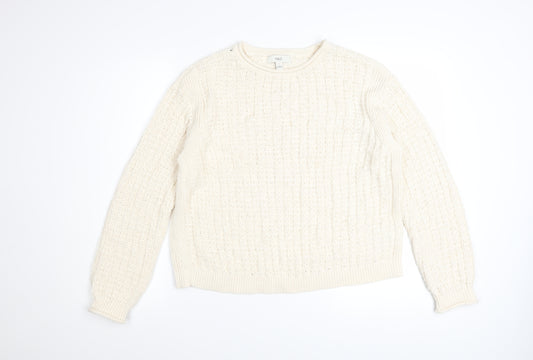 Marks and Spencer Women's Ivory Cable-Knit Cotton Jumper Size M