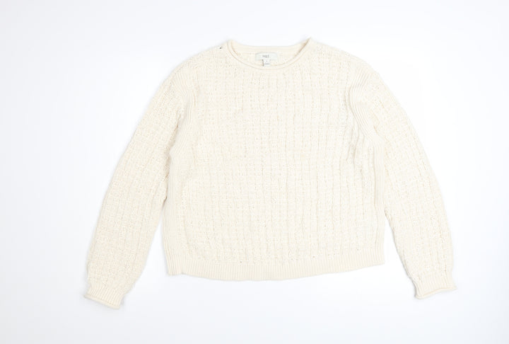 Marks and Spencer Women's Ivory Cable-Knit Cotton Jumper Size M