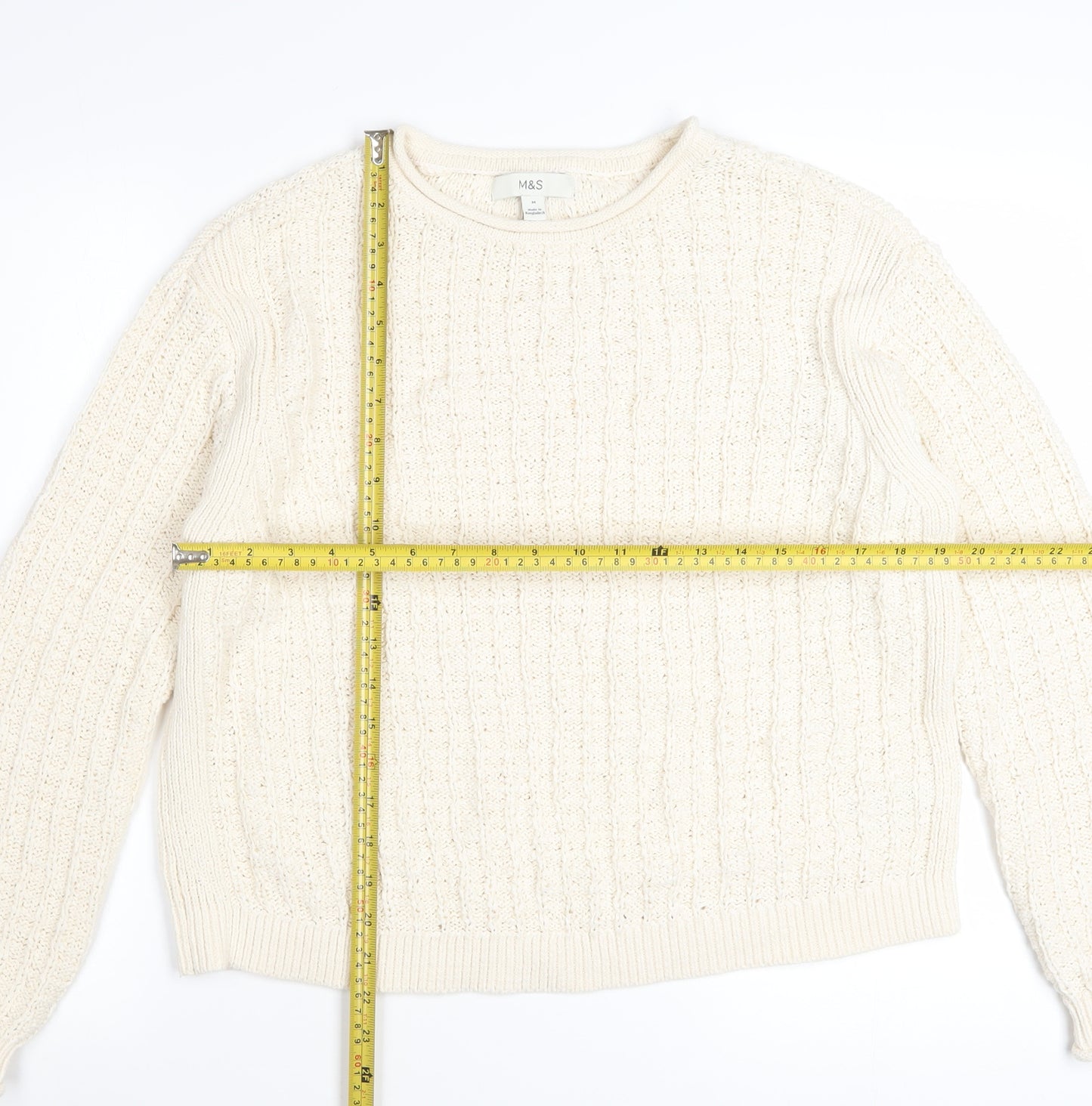 Marks and Spencer Women's Ivory Cable-Knit Cotton Jumper Size M