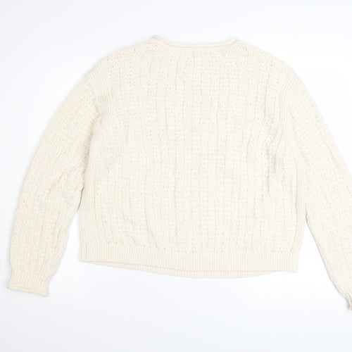Marks and Spencer Women's Ivory Cable-Knit Cotton Jumper Size M