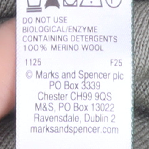 Marks and Spencer Autograph Men's Green Merino Wool Long Sleeve Polo Large