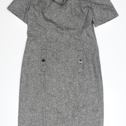 ALEX & Co Women Grey Wool Blend Sheath Dress UK 10 Workwear