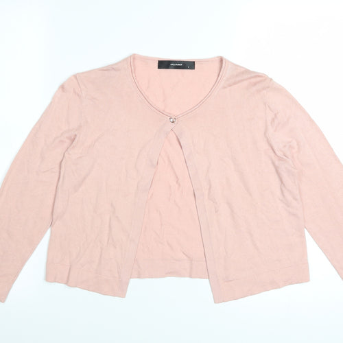 Hallhuber Women's Pink Cotton Cashmere Blend V-Neck Cardigan S