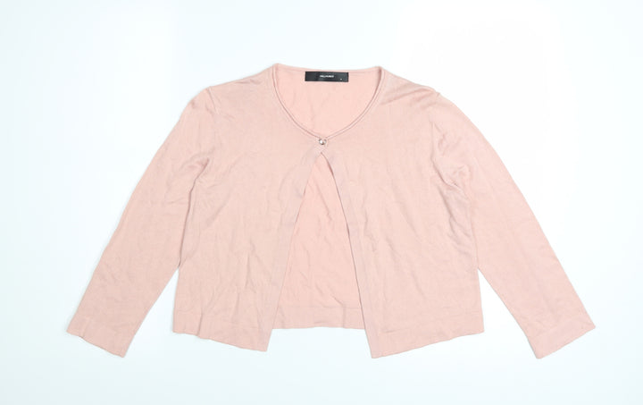 Hallhuber Women's Pink Cotton Cashmere Blend V-Neck Cardigan S