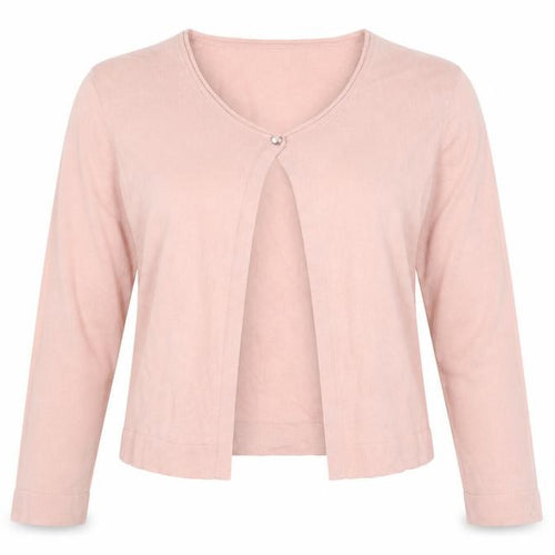 Hallhuber Women's Pink Cotton Cashmere Blend V-Neck Cardigan S