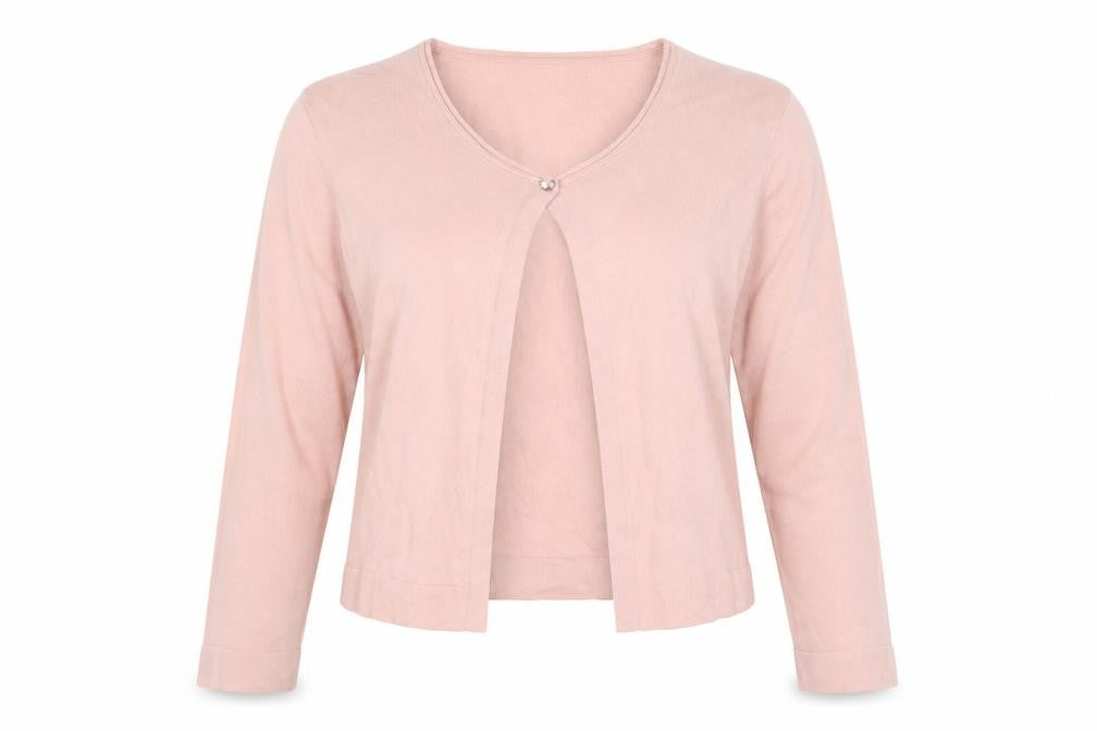 Hallhuber Women's Pink Cotton Cashmere Blend V-Neck Cardigan S