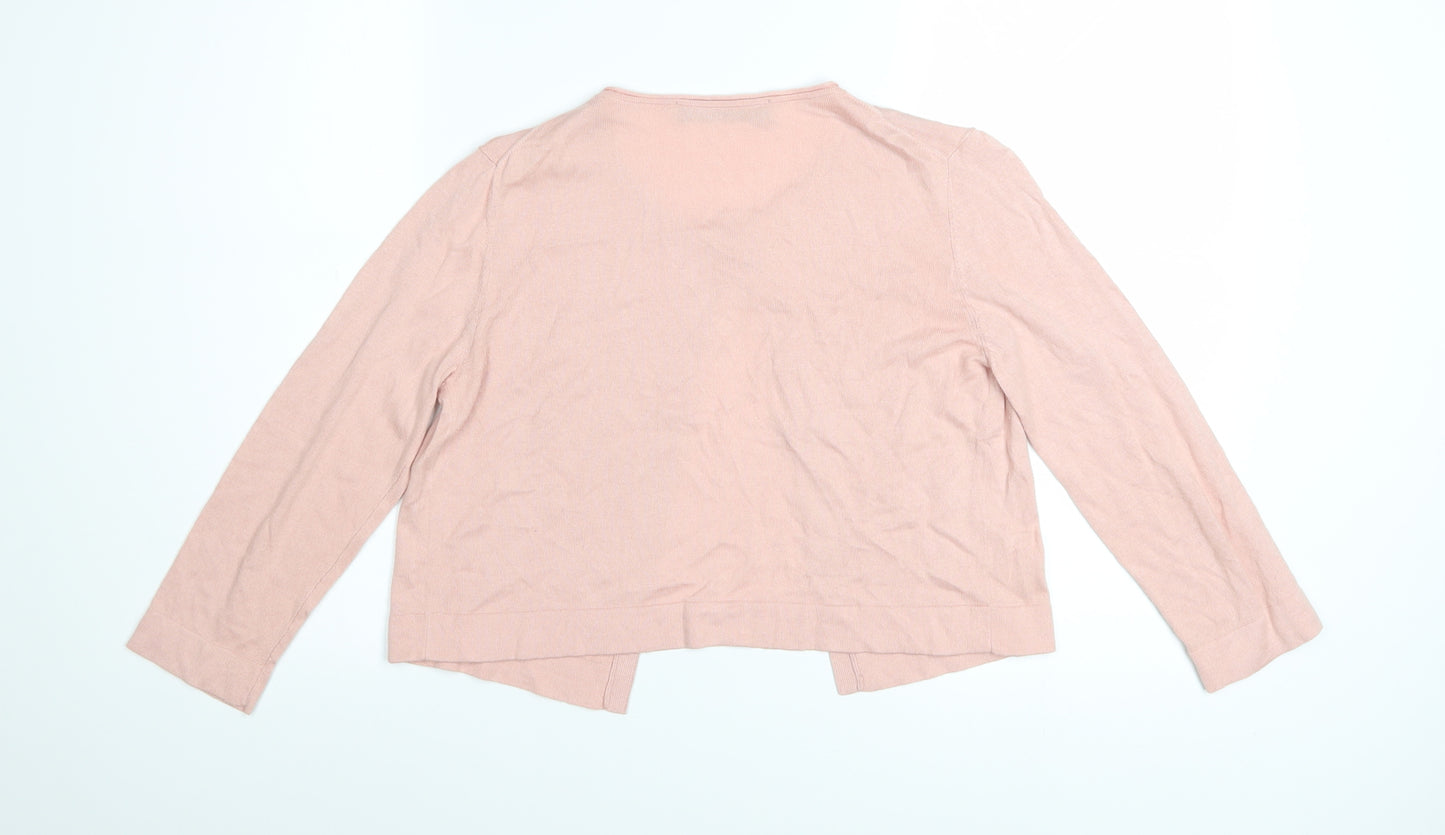 Hallhuber Women's Pink Cotton Cashmere Blend V-Neck Cardigan S