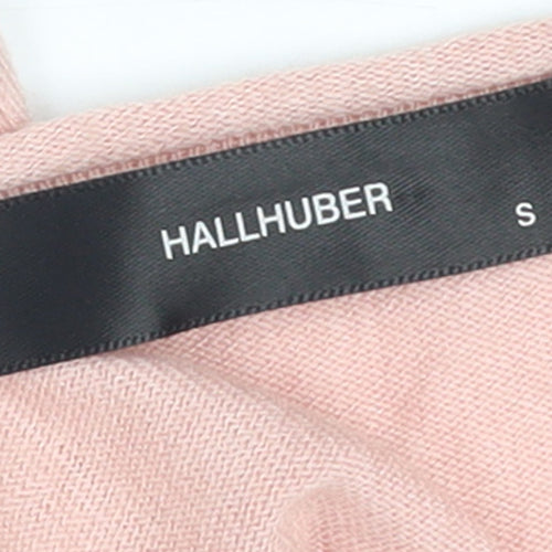 Hallhuber Women's Pink Cotton Cashmere Blend V-Neck Cardigan S