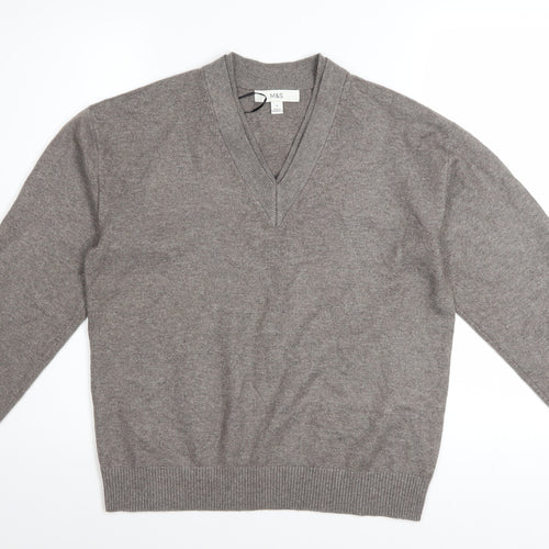 Marks and Spencer Women’s Grey V-Neck Pullover Jumper Small